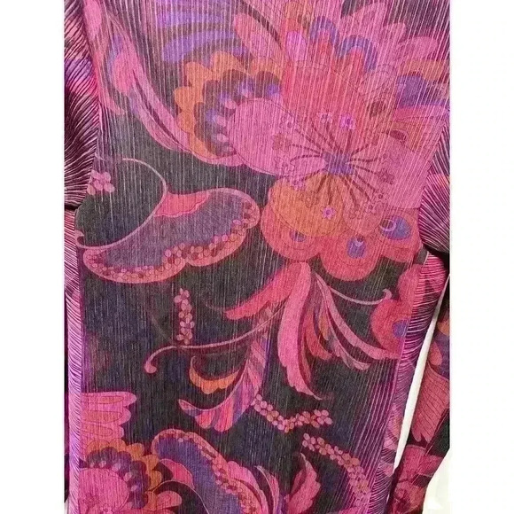 VTG Magenta Floral 90s Chic Avant Garde Jacket Cardigan Size Medium Women’s - Picture 7 of 9